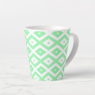 Tasse Latte Motif diamant vert et blanc