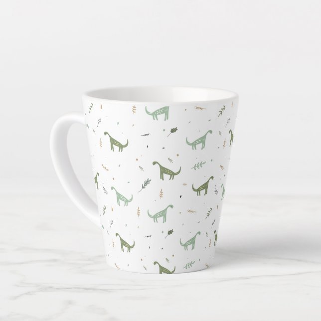 Tasse Latte Motif Dinosaure Vert (Angle gauche)