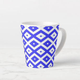 Tasse Latte Motif en diamant bleu et blanc