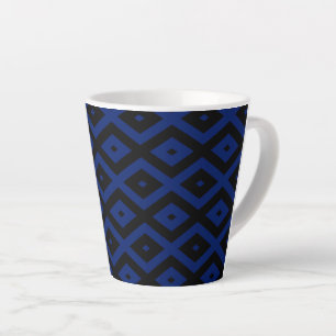 Tasse Latte Motif en diamant bleu et noir