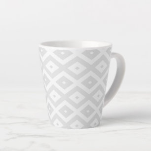 Tasse Latte Motif en diamant gris clair et blanc