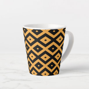 Tasse Latte Motif en diamant jaune et noir