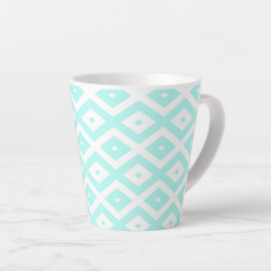 Tasse Latte Motif en diamant Turquoise et blanc