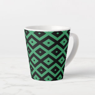 Tasse Latte Motif en diamant vert et noir