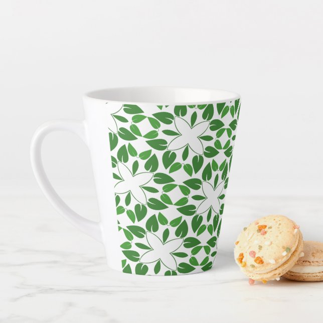 Tasse Latte Motif Feuille, Motif De Feuilles, Feuilles Verts (En situation)