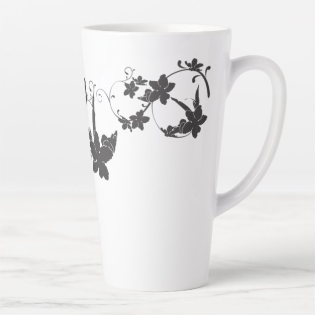 Tasse Latte motif-fleur-décoratif-plante (Droite)