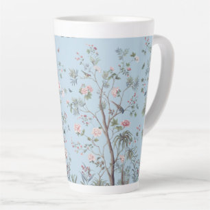 Tasse Latte Motif floral antique bleu  