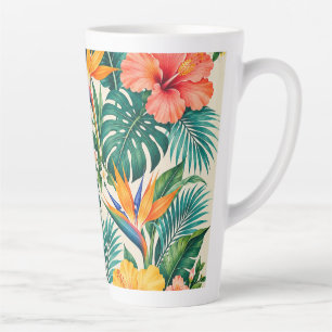 Tasse Latte Motif floral botanique Paradis tropical