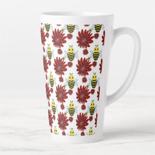 Tasse Latte Motif floral de abeilles 