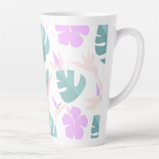 Tasse Latte Motif floral tropical pastel
