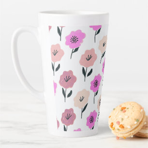 Tasse Latte Motif floral vibrant