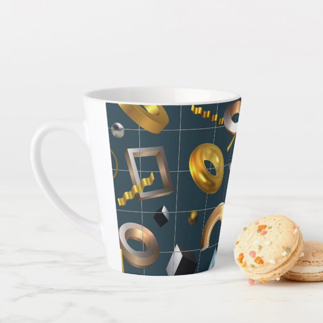 Tasse Latte motif géométrique 3D (En situation)