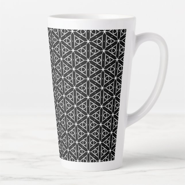 Tasse Latte Motif géométrique noir blanc et argenté (Droite)