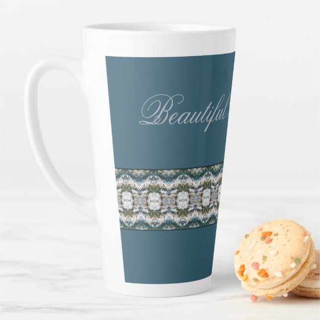Tasse Latte Motif gris avec bleu (En situation)