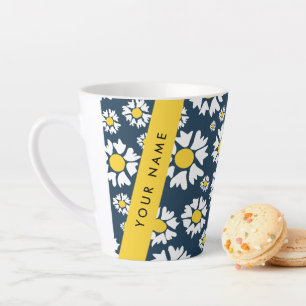 Tasse Latte Motif Marguerite, Marguerites Blanches, Votre Nom