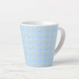 Tasse Latte Motif marguerrier sur arrière - plan bleu clair