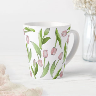 Tasse Latte Motif moderne de Tulipe rose