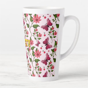 Tasse Latte Motif papillon floral personnalisé