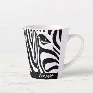 Tasse Latte Motif Poster de animal Zebra Strips avec nom