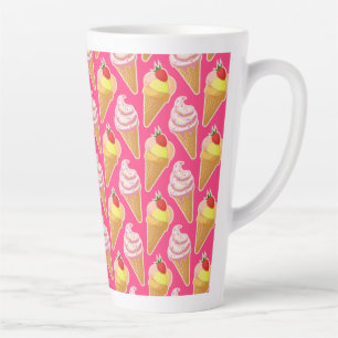 Tasse Latte Motif rose Kawaii avec crème glacée aux fraises