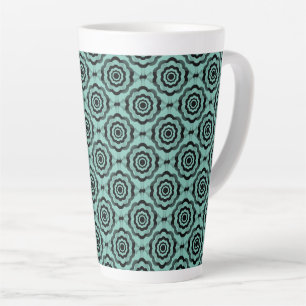 Tasse Latte Motif sans couture de fleurs noir sarcelle