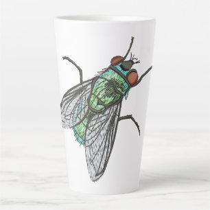 Tasse Latte Mouche réaliste de bouteille verte de maison