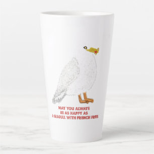 Tasse Latte Mouette mignonne et heureuse avec des frites