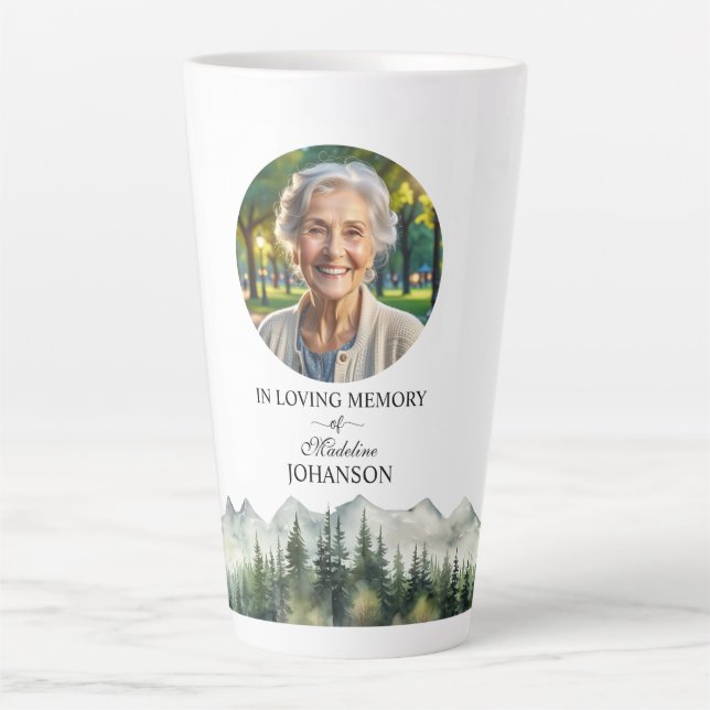 Tasse Latte Mountains and Trees Celebration Of Life Keepsake (Devant)