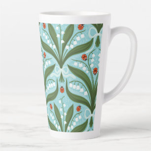 Tasse Latte Muguet et coccinelles symétrie en vert,