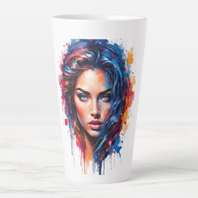 Tasse Latte Muse Chromatique - Portrait De Splash Néon (Devant)