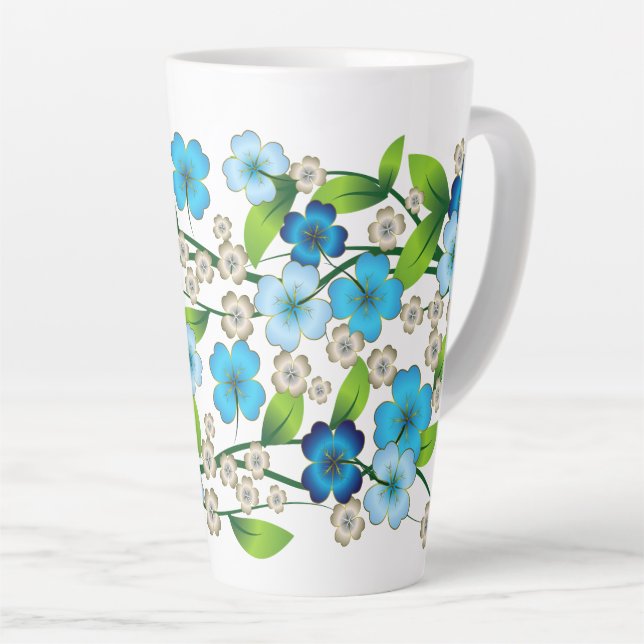 Tasse Latte Musique en fleurs bleues (Angle droit)