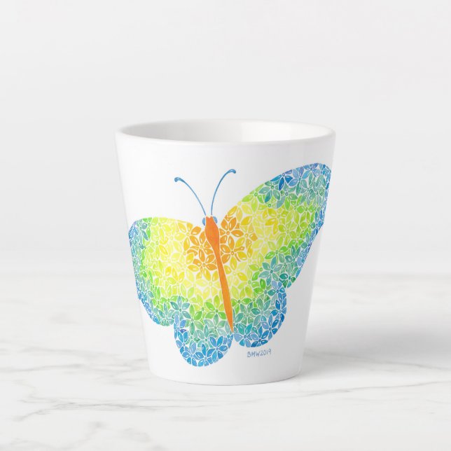 Tasse Latte Musique en latte de papillon (Devant)