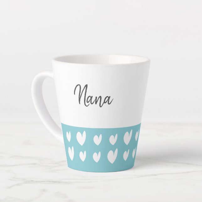 Tasse Latte Nana Heart Turquoise (Angle gauche)