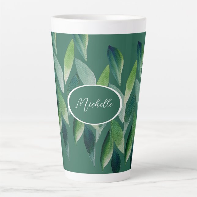 Tasse Latte Nature bohème verte moderne (Devant)