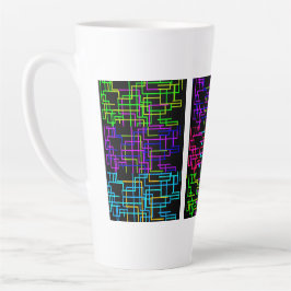 Tasse Latte Neon Pixel Art Grid