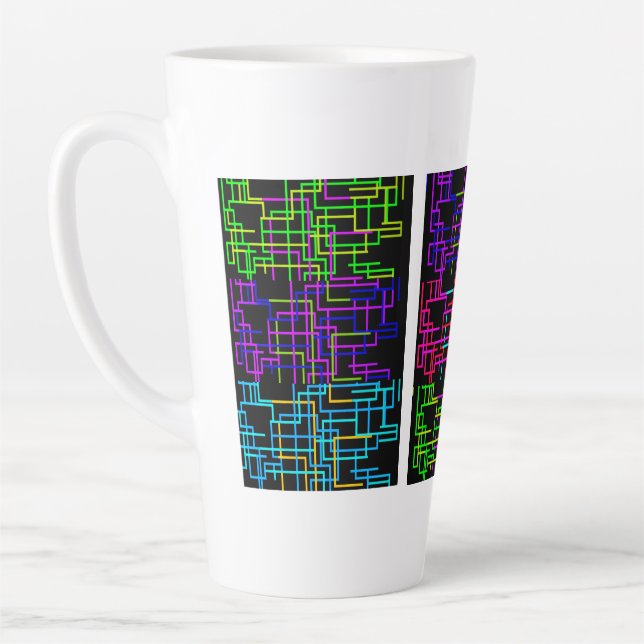 Tasse Latte Neon Pixel Art Grid (Gauche)