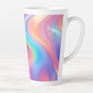 Tasse Latte Neon tendance Pink Blue vert vert vagues abstraite