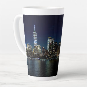 Tasse Latte New York City Skyscraper USA Night Photography