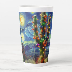 Tasse Latte Noël dans le désert Saguaro Cactus bleu vert
