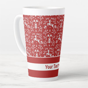 Tasse Latte Noël floral des rennes blancs scandinaves