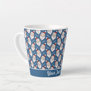 Tasse Latte Noël rétro Santa Claus rouge blanc et bleu