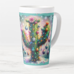 Tasse Latte Noël Saguaro Cactus Whimsical Snowflakes