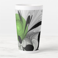 Noir Abstrait et blanc avec art fractal vert