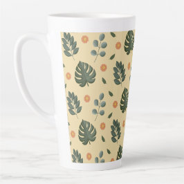 Tasse Latte Nom botanique personnalisé Crème et Vert Sauge