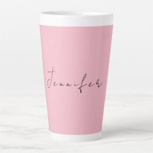 Tasse Latte Nom de calligraphie professionnel rose clair fémin