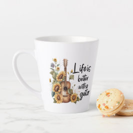 Tasse Latte Nom de la Personnaliser Guitare avec tournesol