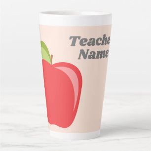 Tasse Latte Nom de l'enseignant personnalisé avec Apple modern