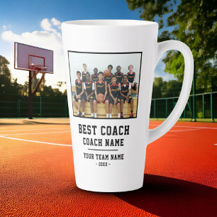 Tasse Latte Nom de l'équipe du meilleur entraîneur Merci photo