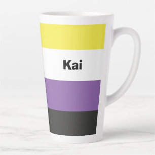 Tasse Latte Nom de l'indicateur de la fierté non binaire ou mo