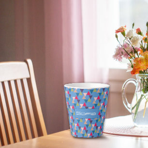 Tasse Latte Nom de motif triangle Abstrait bleu